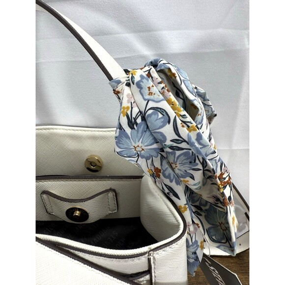STEVE MADDEN Bellie Bucket White Shoulder Bag/Purse Detachable Strap Scarf - Picture 3 of 16